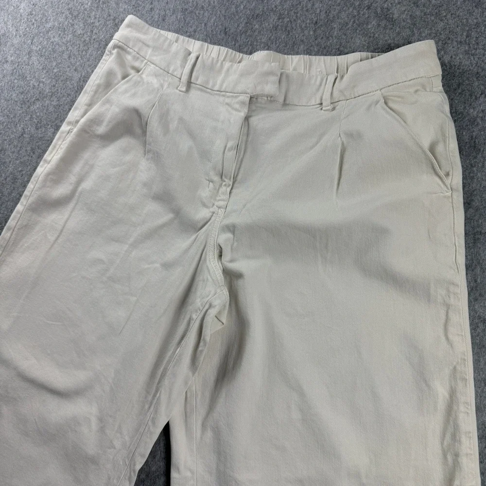 American Eagle Trouser Women's 18 Cream High Rise Wide Leg‎ Drape Pants 37x28